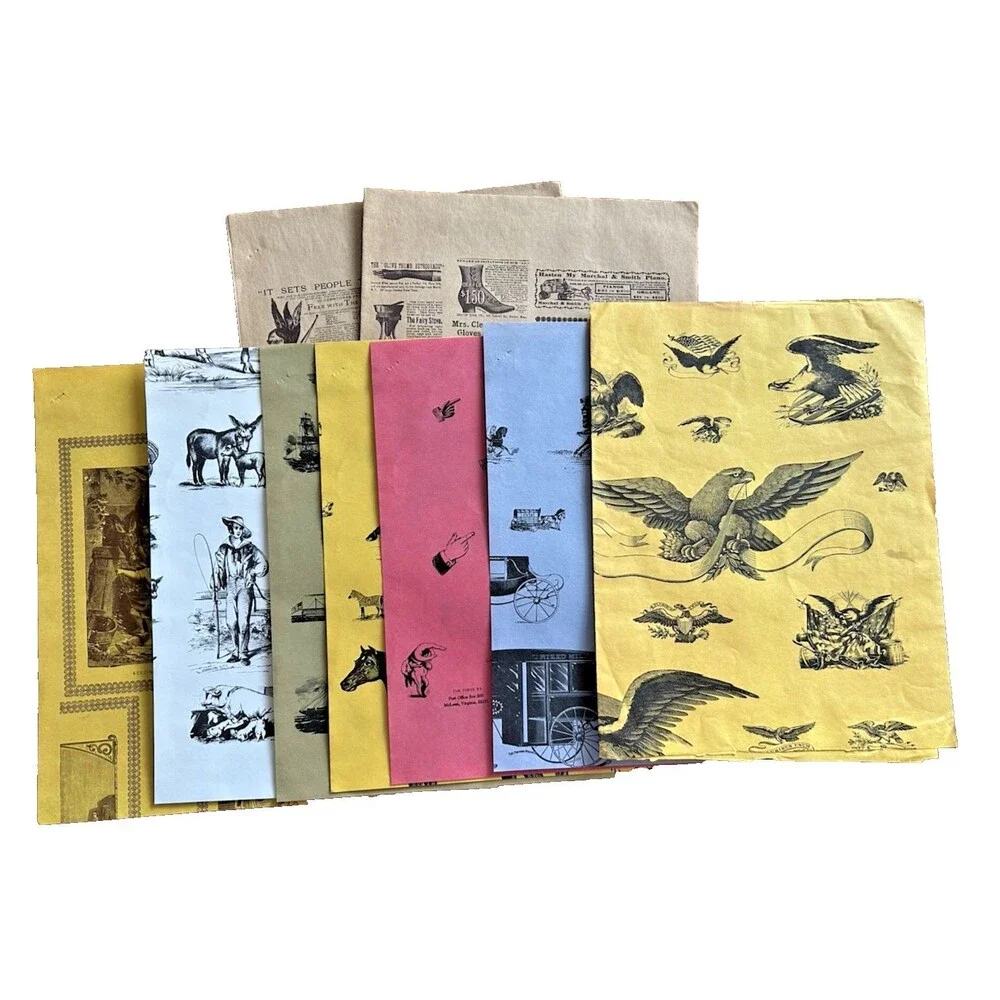 Vtg The Three B's McLean VA Early American Gift Wrap samples & Price List Flyer